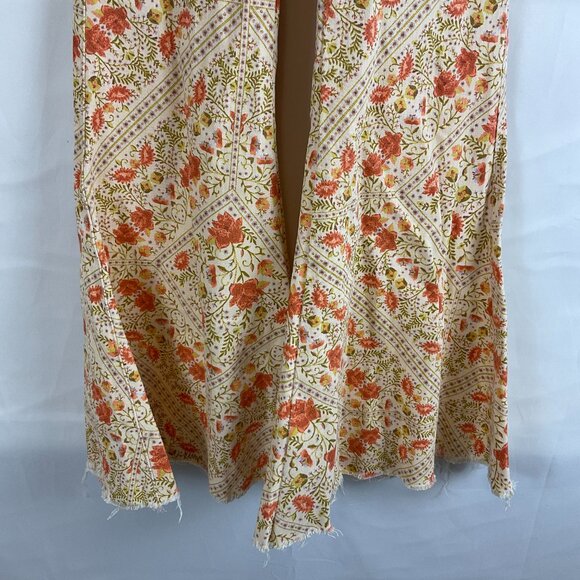 Show Me Your Mumu Pants XS Peach Green Coral Floral Elastic Waist Pull-On Denim - Picture 4 of 12